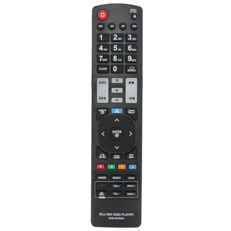 AULCMEET AKB72975301 Replacement Remote Control Compatible with LG Blu-Ray Disc DVD Player BD550 BD560 BD560C BD565 BD570 BD572 BD590 BD590C BD592 BX580 BX582 BX585 - Image 1